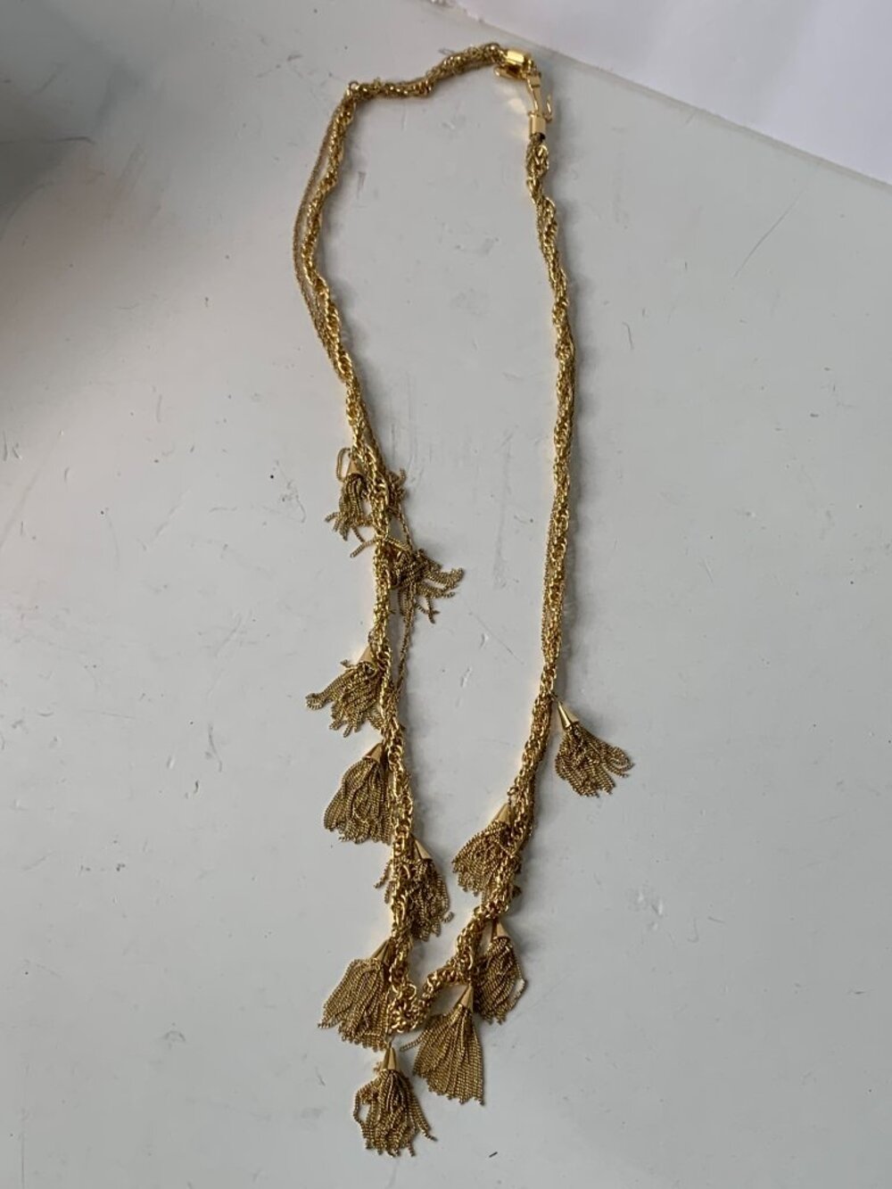 Ann Taylor Haute Tassels Gold Tone Necklace – 29" Long – Original Pouch Included - Picture 6 of 10